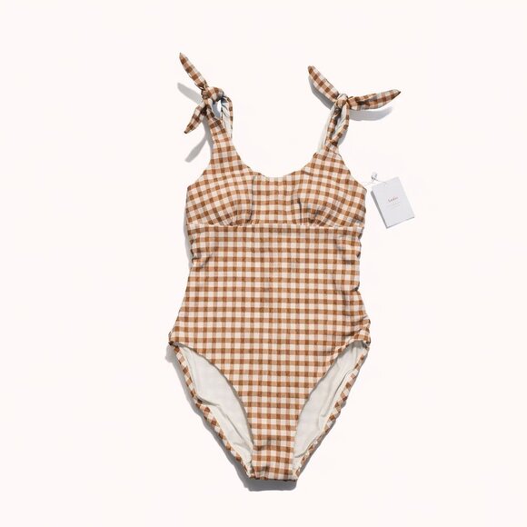 Andie Other - Andie Swim The Mandalay One Piece Women's Size XS Gingham Sparrow Seersucker NWT